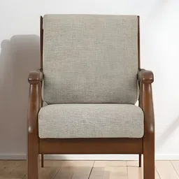 Royaloak Brown & Grey Wooden Cushioned Lounge Chair-25