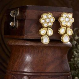 Priyaasi Gold Floral Kundan Studded Drop Earring-76