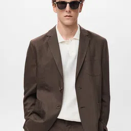 MANGO MAN Notched Lapel Collar Single Breasted Slim Fit Blazer-picture-15