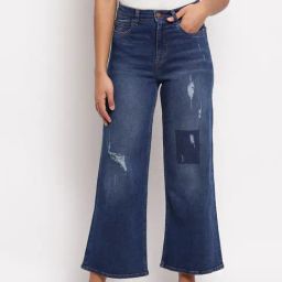 Tales & Stories Blue Distressed Flared Jeans-image-61