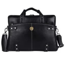 HiLEDER 100% Pure Genuine Leather Briefcase Laptop Messenger Office Bag for Men and Women, Black-35