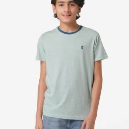Red Tape Boys Green Melange Solid T-Shirt-image-93