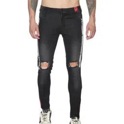 IMPACKT Black Skinny Fit Distressed Jeans-image-12