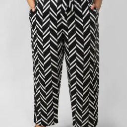 Amydus Black Chevron Print Trousers-image-67