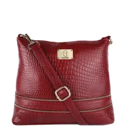 HiLEDER Maroon Textured Medium Sling Handbag-46