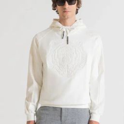 Antony Morato Cream Embellished Hooded Sweatshirt-image-66