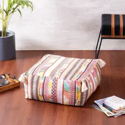 Nestroots Printed Multicolor Cotton Foot Stool Floor Cushions with Filler-image-71
