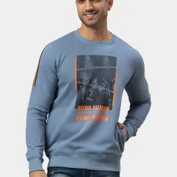 Being Human Blue Cotton Regular Fit Printed Sweatshirts-picture-41