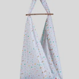 BAESD White & Yellow MangoPies Printed Baby Cradle Cloth-image-69