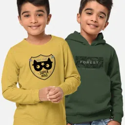 HELLCAT Yellow & Olive Printed Full Sleeves T-Shirt (Pack Of 2)-picture-27