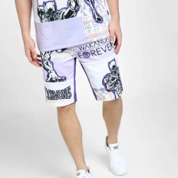 Jack & Jones Purple & White Regular Fit Printed Shorts-image-87