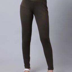 Cantabil Olive Regular Fit Mid Rise Jeggings-image-46