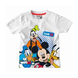 Bonkids Kids White Cotton Printed Mickey & Friends T-Shirt-image-93