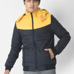 Crimsoune Club Kids Navy & Yellow Color Block Full Sleeves Jacket-image-38