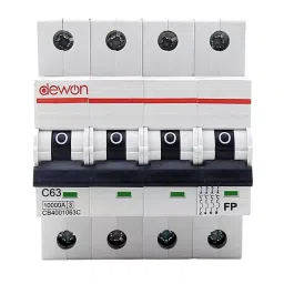 Dewon Electric Miniature Circuit Breaker Four Pole C Curve 63 A Current and 10 kA Breaking Capacity, CB4001063C-image-70
