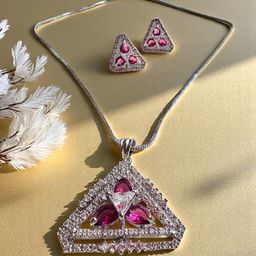 DressBerry Rhodium-Plated Cubic Zirconia Stone-Studded Jewellery Set-11
