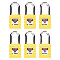 BRADY Lockout Padlock Keyed Different Nylon Std Body Size Hardened Steel Std Yellow OSHA, 2XU69-90