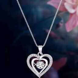 Peora Silver-Plated AD Studded Heart Shape Pendant Chain-8