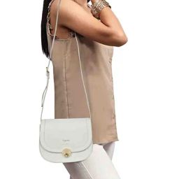 Favore Off White Solid Small Sling Handbag-20