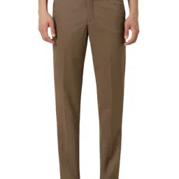 Van Heusen Brown Blended Regular Fit Print Trousers-image-55