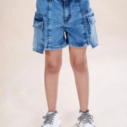 Kiddopanti Girls Blue Regular Fit Shorts-image-92