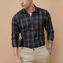 Fame Forever By Lifestyle Black Slim Fit Checks Shirt-picture-44