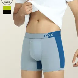 XYXX Lime Green & Sky Blue Micro Modal Trunks - Pack of 2-image-47