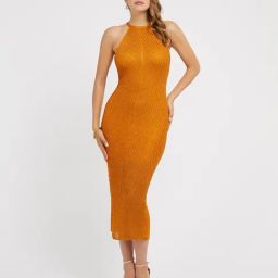 Guess Rust Solid Sleeveless Dress-8