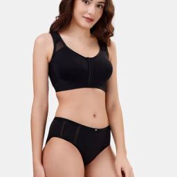 Soie Black Non-Wired Full Coverage Bra & Panty Set-36