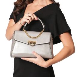 Lavie Luxe Silver LX Pine Sm Flap Satchel Handbag-image-54