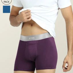 XYXX Wine & Blue Micro Modal Trunks - Pack of 2-image-63