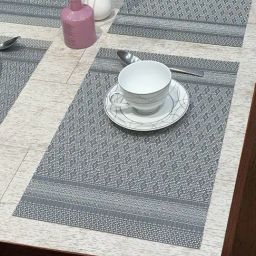 Bianca Luxury Steel Grey PVC Abstract Placemat - Set of 6-image-94