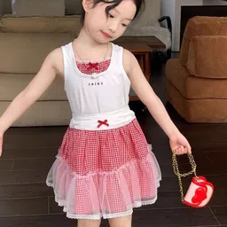 StyleCast x Revolte Girls Colourblocked Sleeveless Pure Cotton Top With Skirt-image-37
