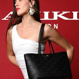 AKIKI LONDON REGENT Black Logo Medium Tote-image-37