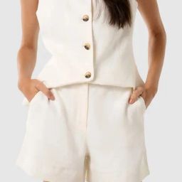 Forever New White Solid Shorts-82