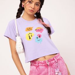 DressBerry Graphic Groove Printed Crop T-shirt-image-48