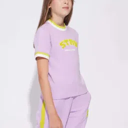 VERO MODA GIRL Kids Crocus Petal Cotton Printed T-Shirt-image-41