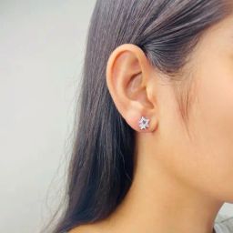 Arte Jewels 925 Sterling Silver CZ-studded Star shape Earrings for Women & Girls-image-52