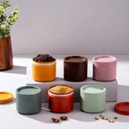 Nestroots Vibrant Stainless Steel Kitchen Storage Jar With Lid 300ml - Set of 6-16