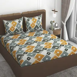 VOMZER Multicoloured 210 TC Queen Bedsheet with 2 Pillow Covers-image-6
