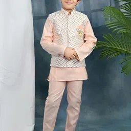Sangria Boys Chevron Printed Kurta with Trousers and Jacket-image-37