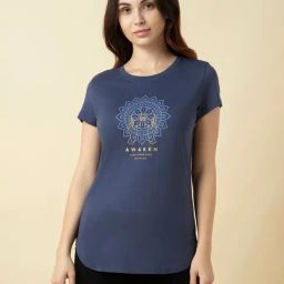 Van Heusen Blue Cotton Relaxed Fit Print Top-21