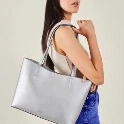 Accessorize London Silver Solid Tote Handbag-44