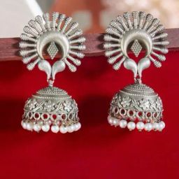 Priyaasi Silver Oxidised Contemporary Jhumki Earring-image-57