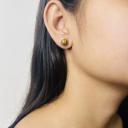 Arte Jewels 925 Sterling Silver Tiger Eye Stone Round Stud Earrings for Women & Girls-image-78
