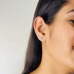 Arte Jewels 925 Sterling Silver CZ-studded Round Stud Earrings for Women & Girls-picture-5