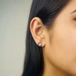 Arte Jewels 925 Sterling Silver CZ-studded Hexagon Shape Stud Earrings for Women & Girls-image-60
