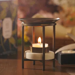 Pure Home and Living Brown Metal Oud Waters Diffuser With Tealight-39