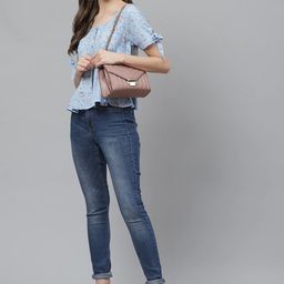 HERE&NOW Blue & White Floral A-Line Top-image-90