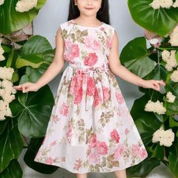 CHANDRIKA Girls Pink Viscose Rayon Dresses-image-42